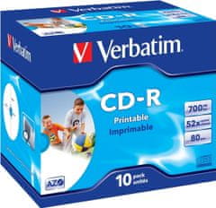 Verbatim CD-R80 700MB DLP/ 52x/ printable/ jewel/ 10pack