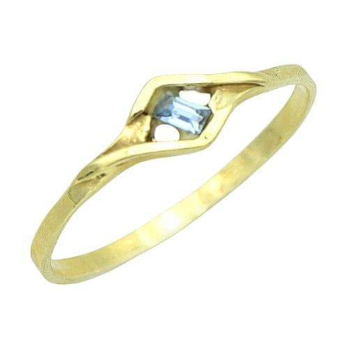 LS Stříbrný prsten pozlacený s modrým kamínkem 49
