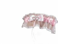 Kraftika 1ks růžová sv. svatební podvazek s broží srdíčka