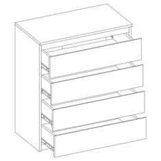 IDZCZAK MEBLE Komoda 4S HELIOS 90 cm dub kathult/bílá