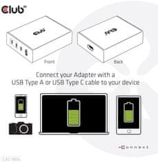 Club 3D síťová nabíječka, GAN technologie, 4xUSB-A a USB-C, PD 3.0 Support, 132W , černá
