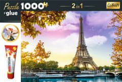 Trefl Sada 2v1 puzzle Paříž, Francie 1000 dílků s lepidlem