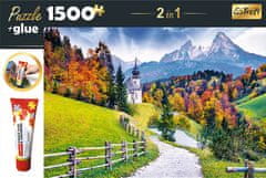 Trefl Sada 2v1 puzzle Kostel Maria Gern, Bavorsko 1500 dílků s lepidlem
