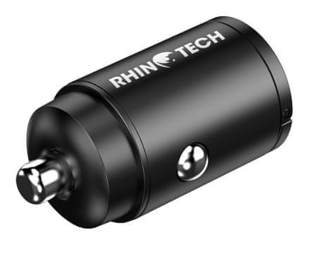 nabíječka nabíjecí adaptér do auta automobil Rhinotech Mini USB-C USB-A port 30 W černá RTACC324 notebook tablet mobilní telefon