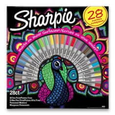 Sharpie Permanentní popisovač Sharpie Fine + Ultra Fine Peacock sada 28 barev