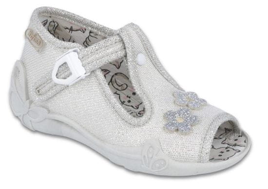 Befado dívčí sandálky PAPI 213P110 stříbrné, kytičky