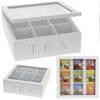 Dřevěná Krabička Box Organizér Na Čaj Sáčkových Čajů 9 Přihrádek Čtverec Bílá