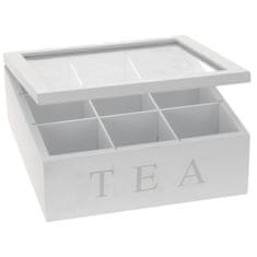 Excellent Houseware Dřevěná Krabička Box Organizér Na Čaj Sáčkových Čajů 9 Přihrádek Čtverec Bílá