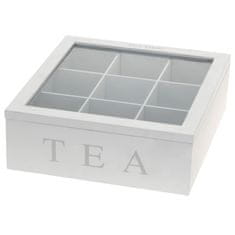 Excellent Houseware Dřevěná Krabička Box Organizér Na Čaj Sáčkových Čajů 9 Přihrádek Čtverec Bílá