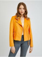 Orsay Oranžová dámská koženková bunda v semišové úpravě 40