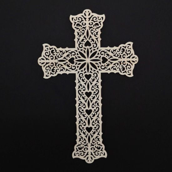 AMADEA Dřevěný kříž s ornamentem 25 cm