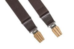 BeWooden Kožené šle Dolor Suspenders s dřevěnými detaily hnědé