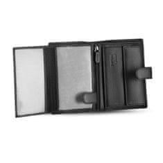 ZAGATTO Elegantní černá pánská peněženka s vertikálním zapínáním na patentku, z pravé lícové kůže, s ochranou karet RFID, peněženka má kapsy na bankovky, karty, mince, doklady, 12,5x9,5x2 / ZG-N4L-F2