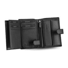 ZAGATTO Elegantní černá pánská peněženka s vertikálním zapínáním na patentku, z pravé lícové kůže, s ochranou karet RFID, peněženka má kapsy na bankovky, karty, mince, doklady, 12,5x9,5x2 / ZG-N4L-F2