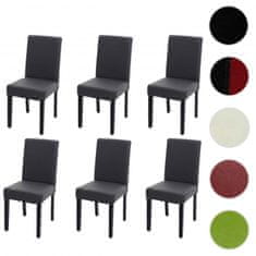 MCW Sada 6 židlí do jídelny Kuchyňská židle Littau ~ imitace kůže, šedá matná, tmavé nohy