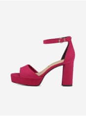 Tamaris Tmavě růžové dámské sandály na podpatku v semišové úpravě Tamaris 39