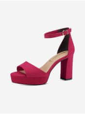 Tamaris Tmavě růžové dámské sandály na podpatku v semišové úpravě Tamaris 39