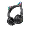 BO18 bezdrátové sluchátka s kočičíma ušima, černé