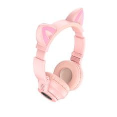 Borofone BO18 bezdrátové sluchátka s kočičíma ušima, růžové