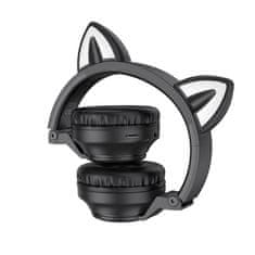 Borofone BO18 bezdrátové sluchátka s kočičíma ušima, černé