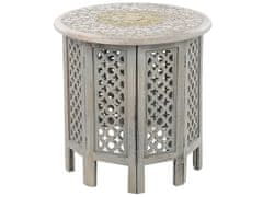 Beliani Boční stolek z mangového dřeva šedý JAGORI