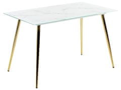 Beliani Jídelní stůl s mramorovým efektem 120 x 70 cm bílý/zlatý MULGA