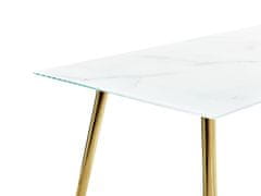 Beliani Jídelní stůl s mramorovým efektem 120 x 70 cm bílý/zlatý MULGA