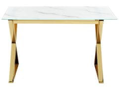 Beliani Jídelní stůl s mramorovým efektem 120 x 70 cm bílý/zlatý ATTICA