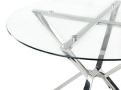 Beliani Kulatý jídelní stůl se skleněnou deskou ø 105 cm stříbrný BOSCO