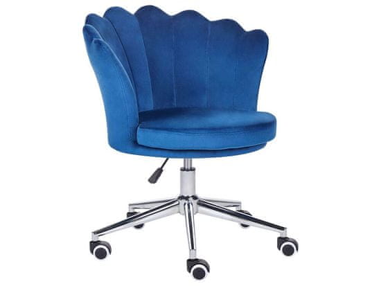 Beliani Sametová kancelářská židle modrá MONTICELLO