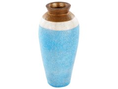 Beliani Terakotová dekorativní váza 42 cm modrá PLATEJE