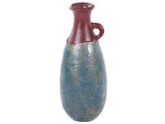 Beliani Terakotová dekorativní váza 50 cm modrá/hnědá VELIA