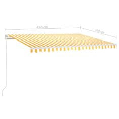 Vidaxl Automatická markýza LED a senzor větru 450 x 300 cm žlutá/bílá