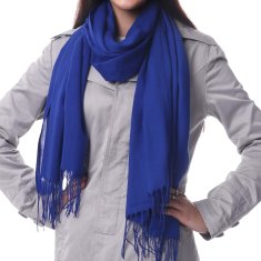 Aleszale Krásný velký pastelový kašmírový šátek - modrá