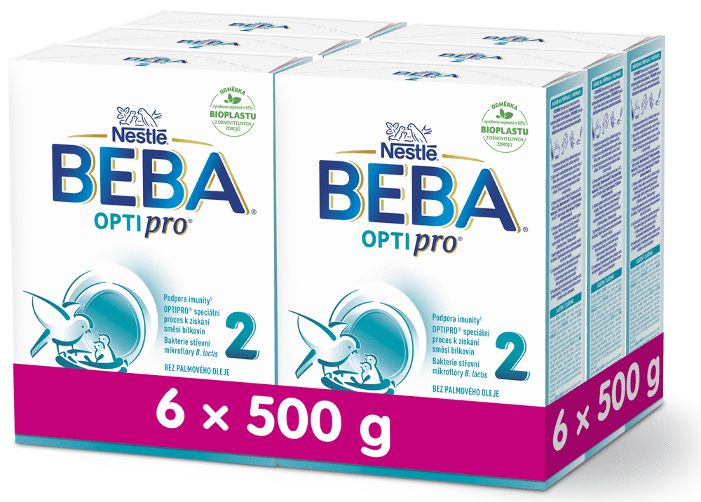 Levně BEBA OPTIPRO 2 pokračovací kojenecké mléko, 6x500 g