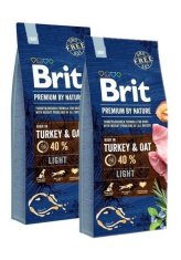Brit Premium By Nature Light Turkey & Oat 2x 15 kg nízkokalorické granule pro psy s krůtím masem a ovsem 30 kg
