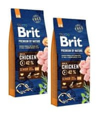 Brit Premium By Nature Senior Small/Medium Chicken 2x 15 kg granule pro starší psy malých a středních plemen s kuřecím masem