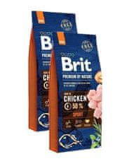 Brit Premium By Nature Sport Chicken 2x 15 kg granule pro aktivní psy s kuřecím masem 30 kg