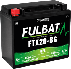 Fulbat baterie 12V, FTX20-BS GEL, 12V, 18Ah, 310A, bezúdržbová GEL technologie 175x87x155 FULBAT (aktivovaná ve výrobě) 550993
