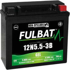 Fulbat baterie 12V, 12N5.5-3B GEL, 12V, 5.5Ah, 55A, bezúdržbová GEL technologie 135x60x130 FULBAT (aktivovaná ve výrobě) 550980
