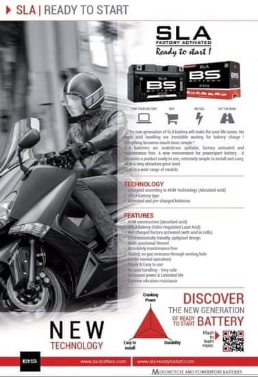 BS-BATTERY Továrně aktivovaná motocyklová baterie BS-BATTERY BTX24HL (FA) (YTX24HL (FA)) SLA 2H353050