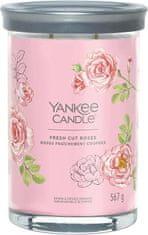 Yankee Candle vonná svíčka Signature Tumbler ve skle velká velká Fresh Cut Roses 567g