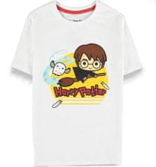 CurePink Dětské tričko Harry Potter: Chibi Harry (134-140 cm) bílá bavlna