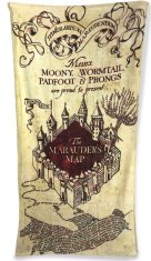 CurePink Osuška - ručník Harry Potter: Marauder's Map (75 x 150 cm) béžový