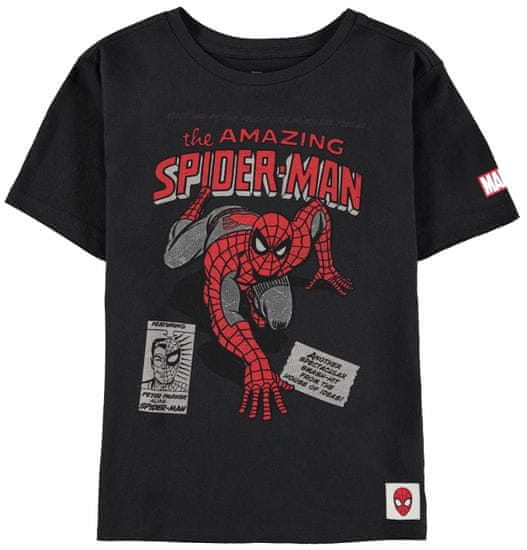 CurePink Dětské tričko Marvel|Spiderman: Amazing (134-140 cm) černá bavlna