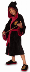 CurePink Dětský fleece župan Harry Potter: Čaroděj z Nebelvíru - Gryffindor (7-9 let) černá