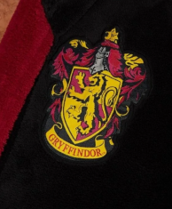 CurePink Dětský fleece župan Harry Potter: Čaroděj z Nebelvíru - Gryffindor (7-9 let) černá