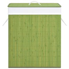 Vidaxl Bambusový koš na prádlo se 2 přihrádkami zelený 100 l