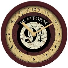 CurePink Stolní hodiny Harry Potter: Nástupiště 9 a 3/4 (průměr 12 cm)