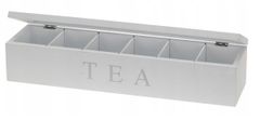 Koopman Dřevěná krabička na čaj bílá 43 x 9 cm